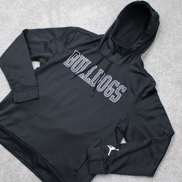 Jordan Hoodie Mens Medium Black Bulldogs Logo 100% Polyester Hooded Sweatshirt - Picture 3 of 16